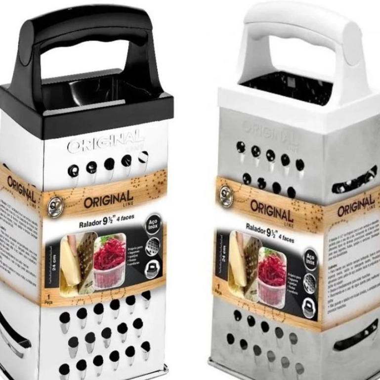 Ralador Inox 4 faces 23x10x7cm Queijo Frutas Legumes Alimentos Aço Inox Manual Multiuso Universal