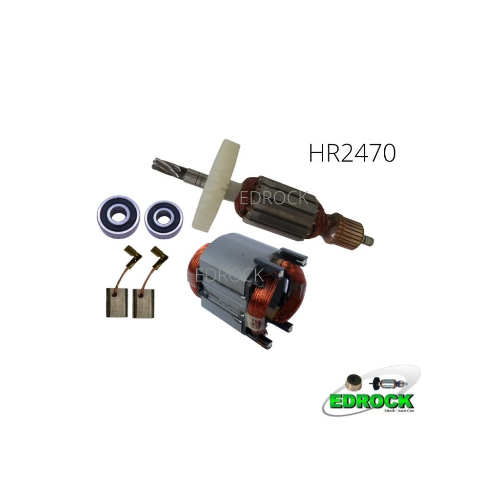 Induzido + Bobina em 220 Volts + Carvão + Rolamentos para Martelete HR 2470