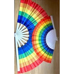 Leque Colorido Tecido Arco Iris Festa Carnaval Parada Gay - 2 Tamanho diferente