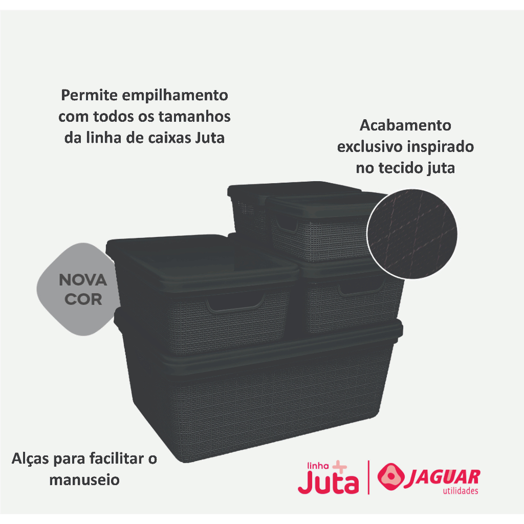 Caixa Organizadora 5 Litros Com Tampa Multiuso Banheiro Escritório Cozinha Documentos - Jaguar