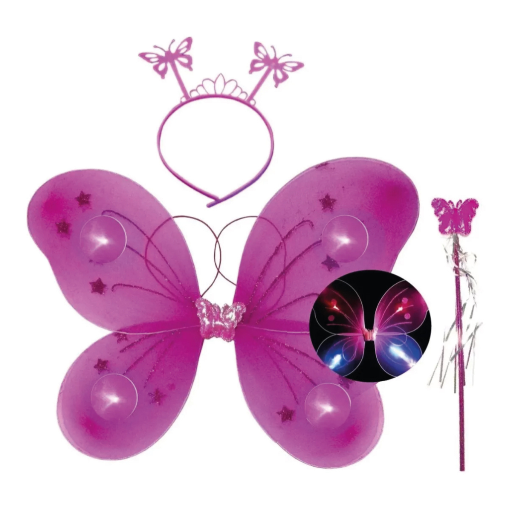 Kit Asa Borboleta Pink Com Led