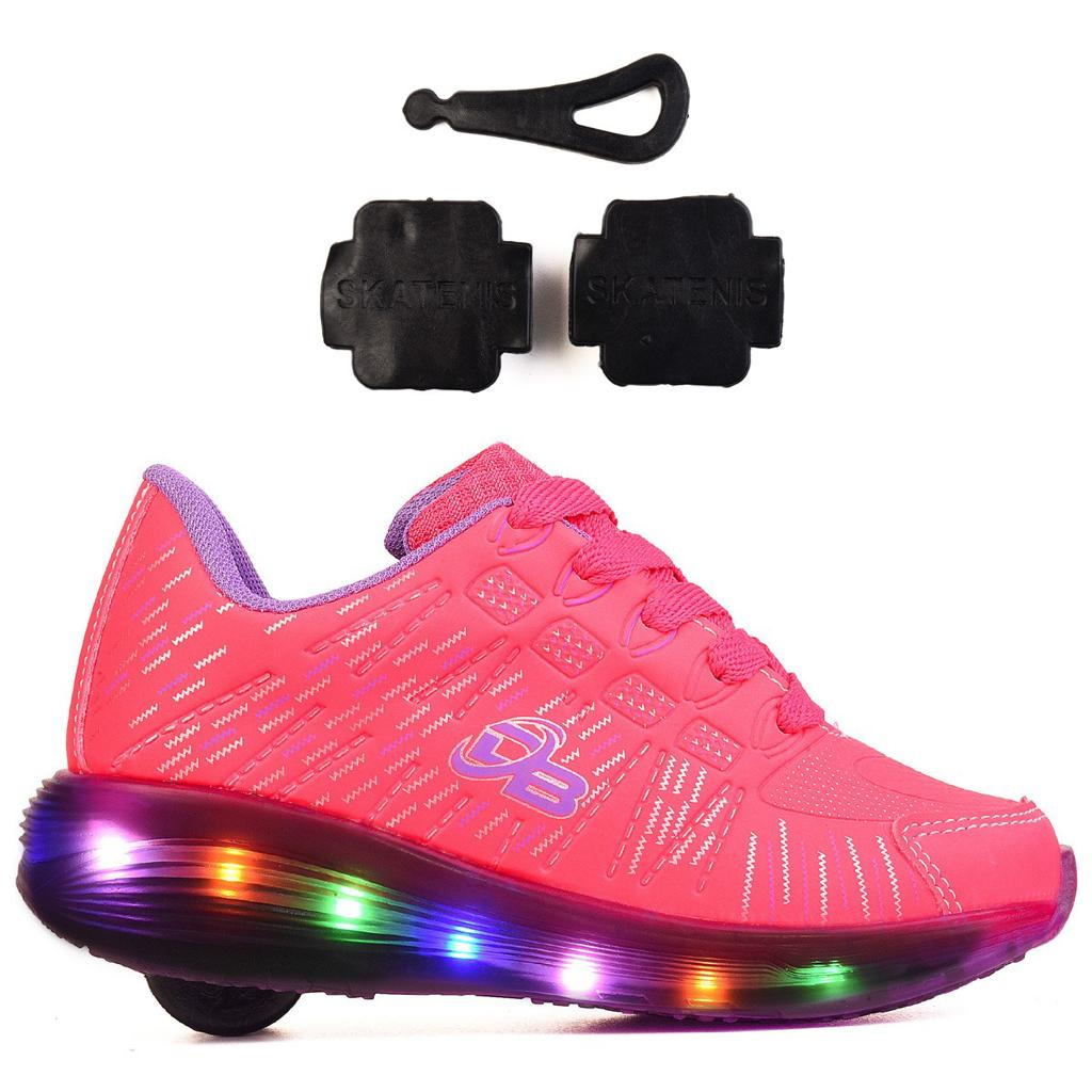 Tenis Rodinha Com Led Infantil Masculino Feminino Escolar Confortável Dino Baby 25ao36