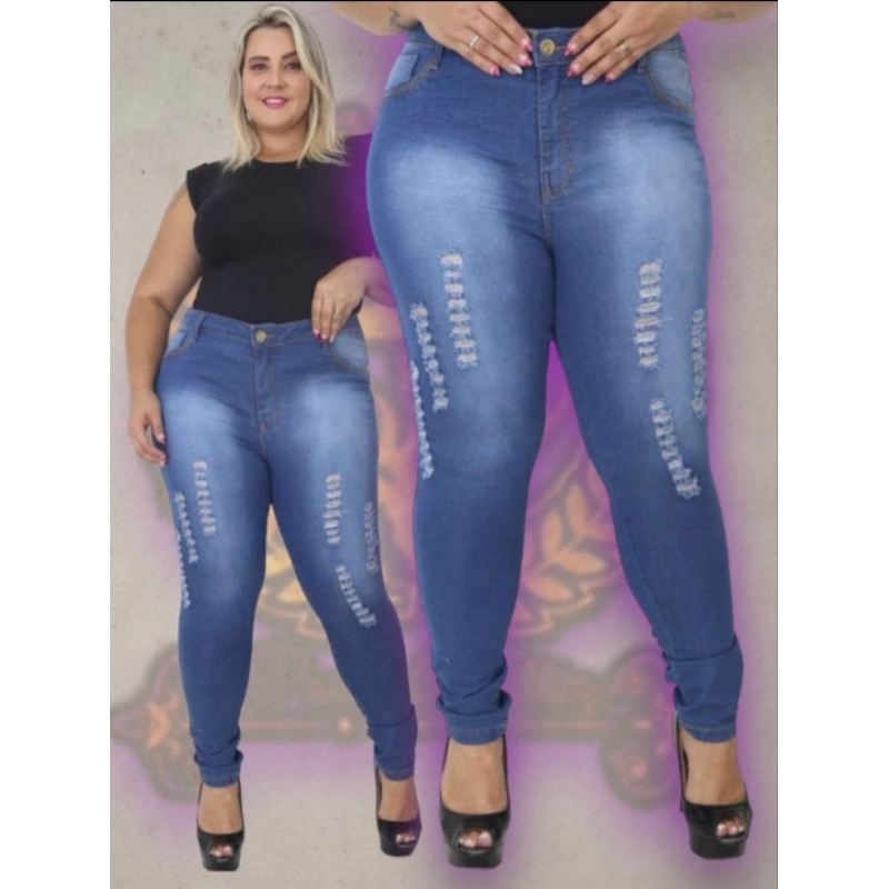 calça jeans feminina skinny plus size com laycra wissam jeans