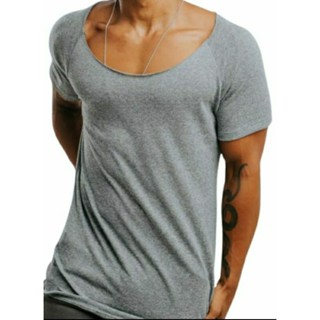 Camiseta decote com gola canoa masculina slim fit