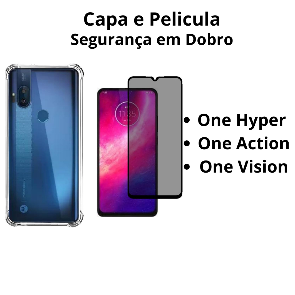 Capa Transparente Anti Impacto One Hyper / One Vision / One Action + Pelicula 3D ou Pelicula De Privacidade Segurança em