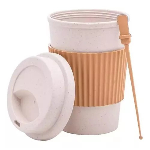 Copo Fibra Bambu Tampa 450ml Reutilizável Ecológico Bambu em Oferta na Shopee