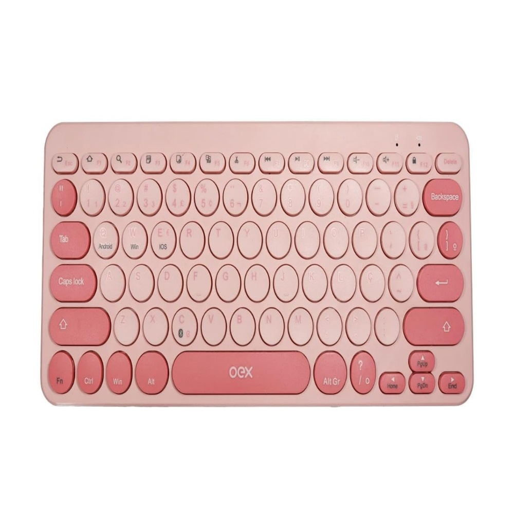 Teclado Bluetooth Sem Fio OEX Retrô Rosa