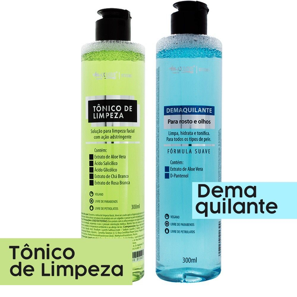 Kit Tônico de Limpeza e Demaquilante Max Love: Para Rosto e Olhos / Limpeza Facial / Ação Adstringente / Limpa Maquiagem / Limpeza Para Maquiagem / Novidade / Lançamento / Dia das Crianças