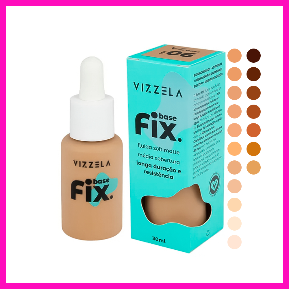 Vizzela Base Fix Líquida Média Cobertura
