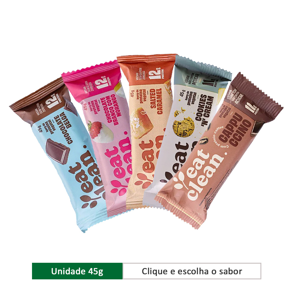 Barra de Proteína Vegana Eat Clean 45g (unidade) - Sabores