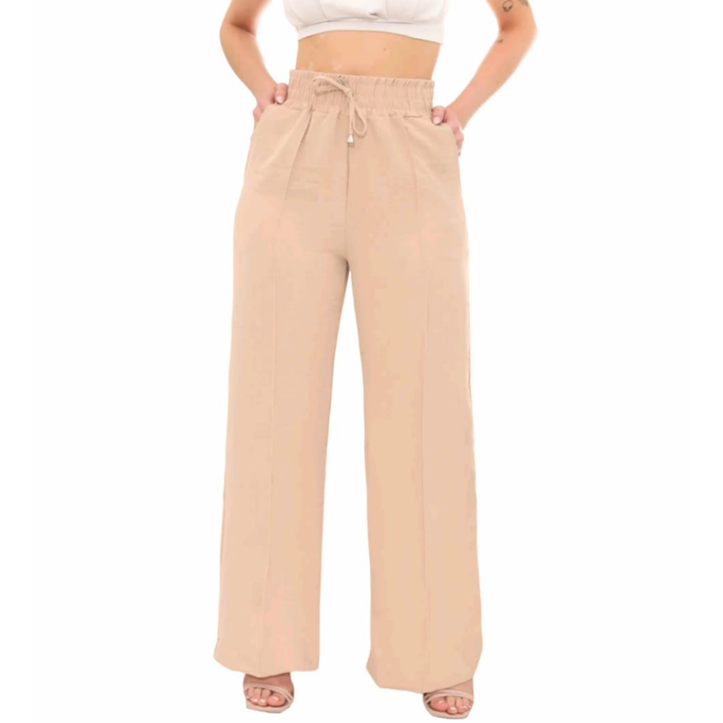 Calça Pantalona Duna Feminina Cintura Alta Tendência Moda Envio Imediato