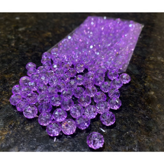200 Missangas de cristal 8mm Lilás Transparente guia umbanda candomblé em Oferta na Shopee
