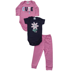 Kit 3 Peças Body curto longo e mijão Bebê MENINA e MENINO