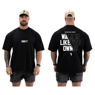 Camiseta Oversized Algodão Roupas de Treino Fitness 100% Camisas de Foco