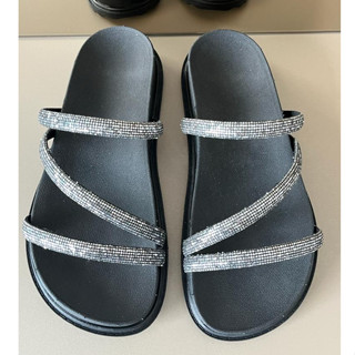 sandalias papete Birken feminina de gliter super macia confortavel blogueiras 2024 promoção relampago