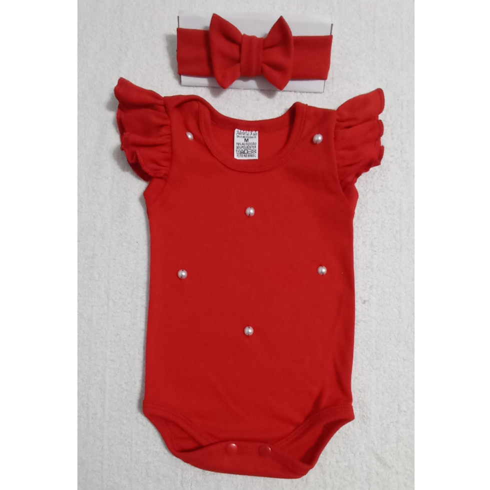 Body babado com pérola para bebê - feminino em Oferta na Shopee