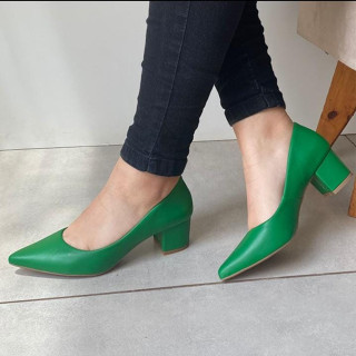 Scarpin salto grosso baixo 4,5 centimetros (NAPA VARIAS CORES)