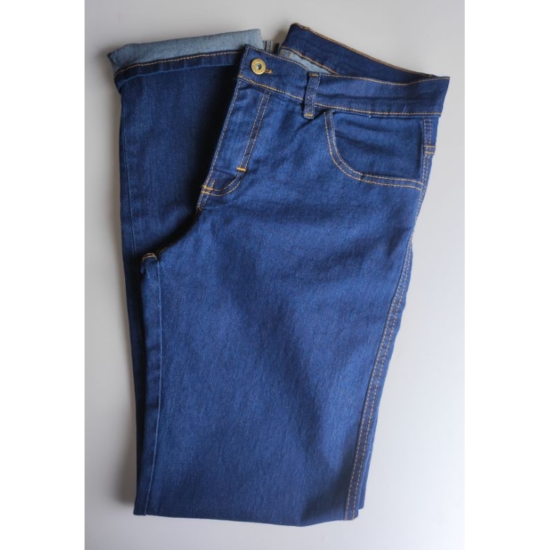 Calça Jeans Masculina Escura Tradicional para Trabalho  Serviços Com Lycra e Elastano em Oferta na Shopee