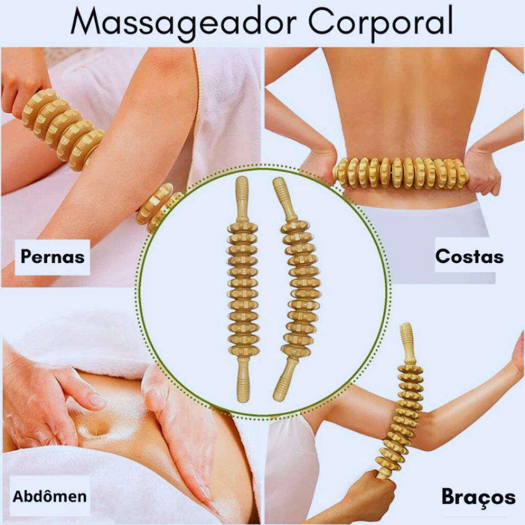 Rolo Massageador Manual Bastao De madeira Relaxante Muscular Estimulante Sanguineo Maderoterapia Tratamento Celulite em Oferta na Shopee