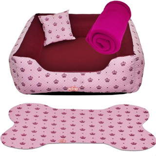 Caminha pra pet Cama Pet Cachorro Gato Almofada + Tapete + Manta