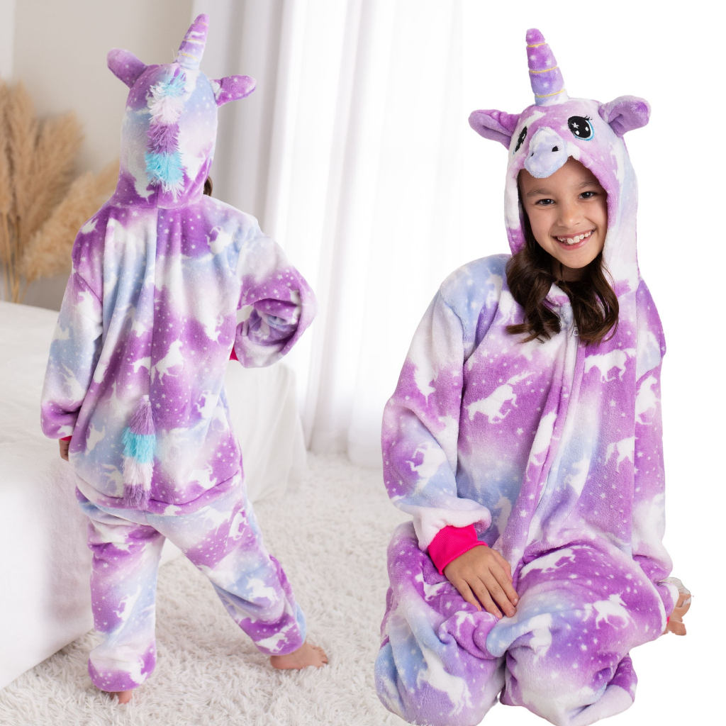 Pijama Infantil Unicórnio Menina Macacão Rosa com Punho em Oferta na Shopee