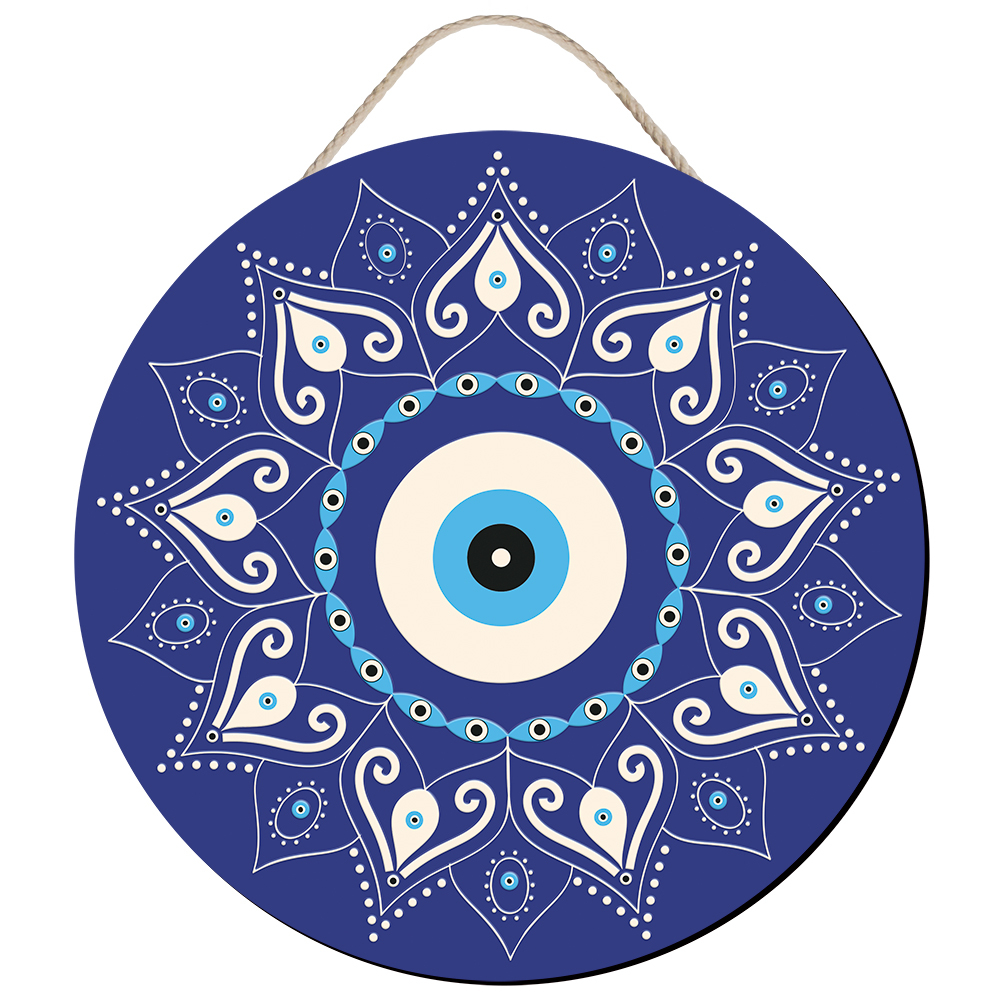 Placa Decorativa em MDF Adesivada - Mandala Olho Grego