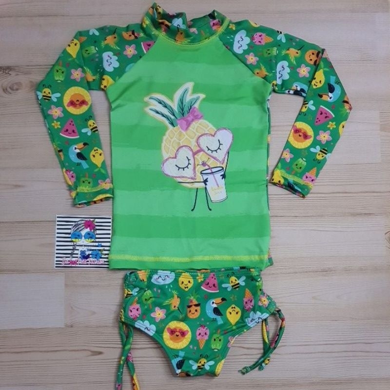 Conjunto Praia Infantil Bebê Proteção Solar UV50+ Biquíni Infantil e Blusa Tamanho 2