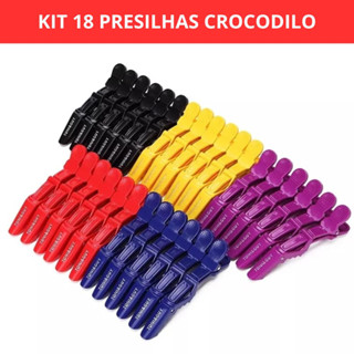 Kit 18 Clips Crocodilo Prendedor De Cabelo Presilha Bico De Pato - 3 Pacotes