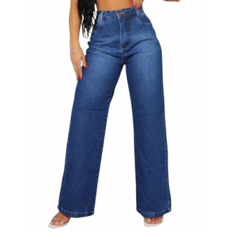 wide leg jeans feminina cintura alta empina bumbum e valoriza o corpo super tendência vários modelos