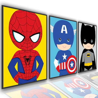 Kit 3 Quadros Decorativos Infantil mosaico Tema Super Heróis em Oferta na Shopee