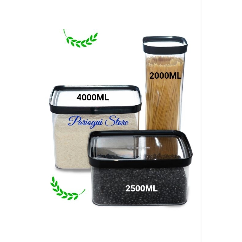 Kit Porta mantimentos para cozinha  potes herméticos para Arroz, Feijão e Macarrão Espaguete