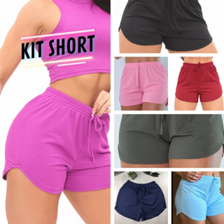 KIT 5 Kit 10 Peças Short Curto feminino Malha Canelada tendência