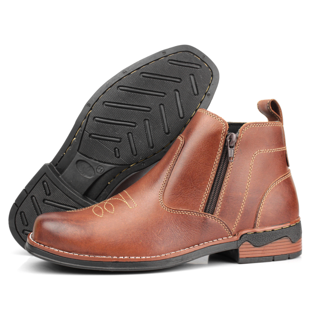 Botina mateira em couro latego legitimo bota country rodeio masculina