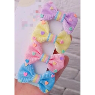 lacinho gravatinha para cabelo de bebê no bico de Pato todo forrado laço colorido candy colors