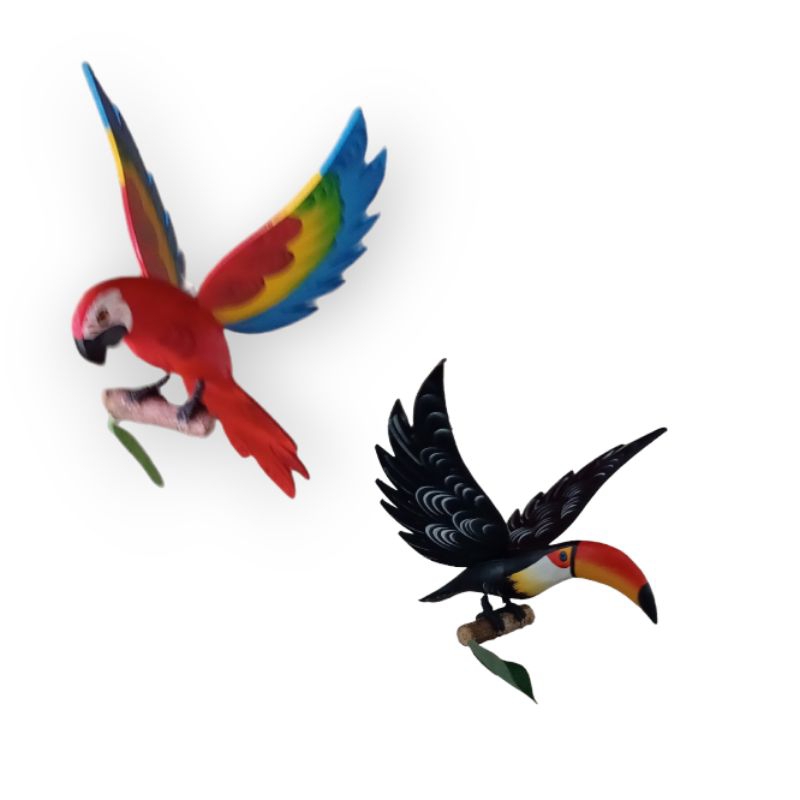 kit com tucano e arara decoração jardim varanda chácara apartamento
