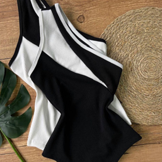 Body Um Ombro Só Bicolor Moda Verão 2024 em Oferta na Shopee