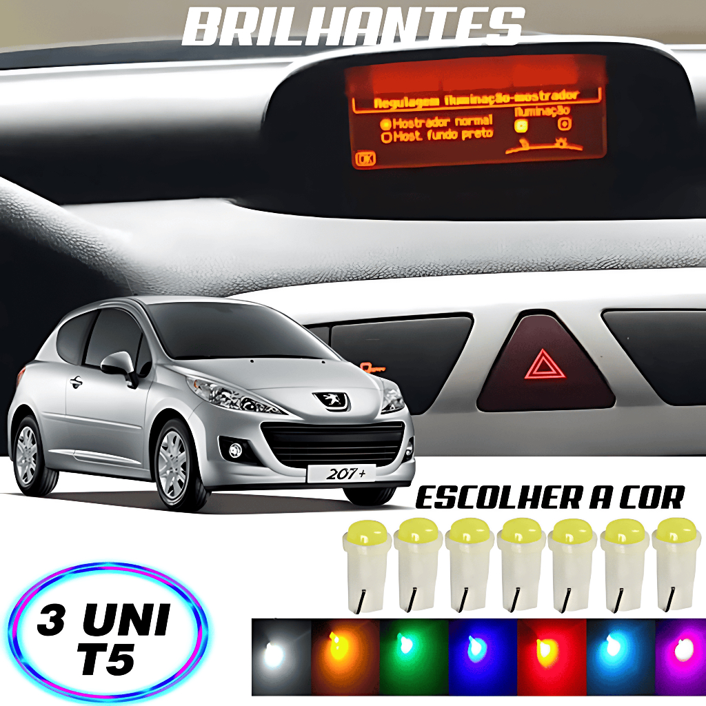 Lâmpada T5 Pinguinho Computador de Bordo Peugeot 206 207 307 3 Peças em Oferta na Shopee