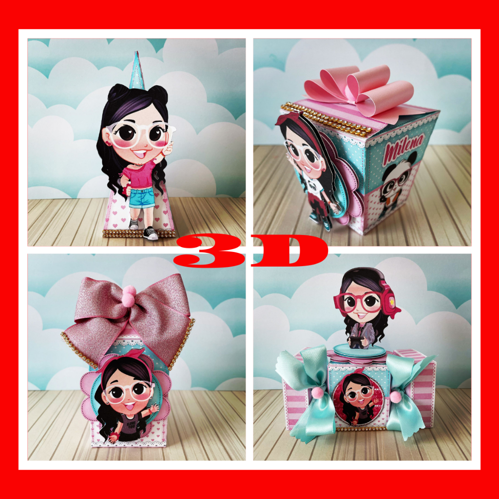 Kit 30 Luluca Lembrancinha aniversário caixa milk caixa cone caixa bala caixa sushi