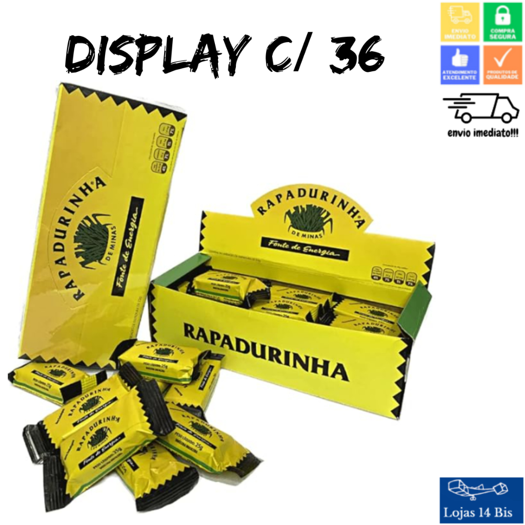 Rapadura Artesanal Natural Sem Glúten Sem Lactose Rapadurinha de Minas Display 36 unidades de 25g em Oferta na Shopee