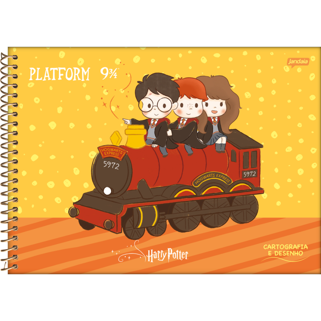 Caderno de cartografia e desenho Harry Potter Jandaia 96 folhas.