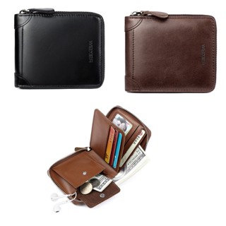 Carteira Masculina Bolso Couro com Zìper e Porta Moedas