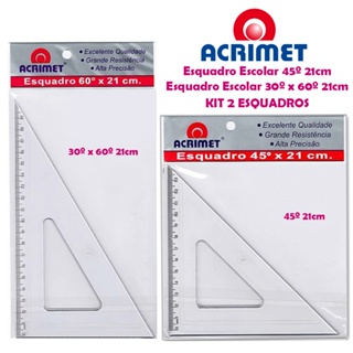 Esquadro Acrílico 30º x 60º - 45º 21cm Acrimet Kit/Un Escolar Transparente Cristal em Oferta na Shopee