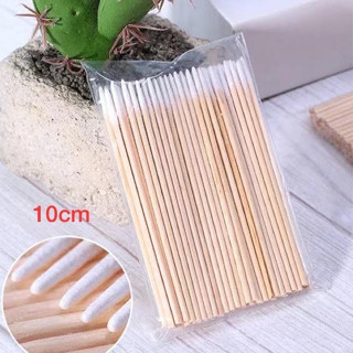 Kit 100 Palitos Com Algodão Multiuso Para Cilios,Henna,Unhas
