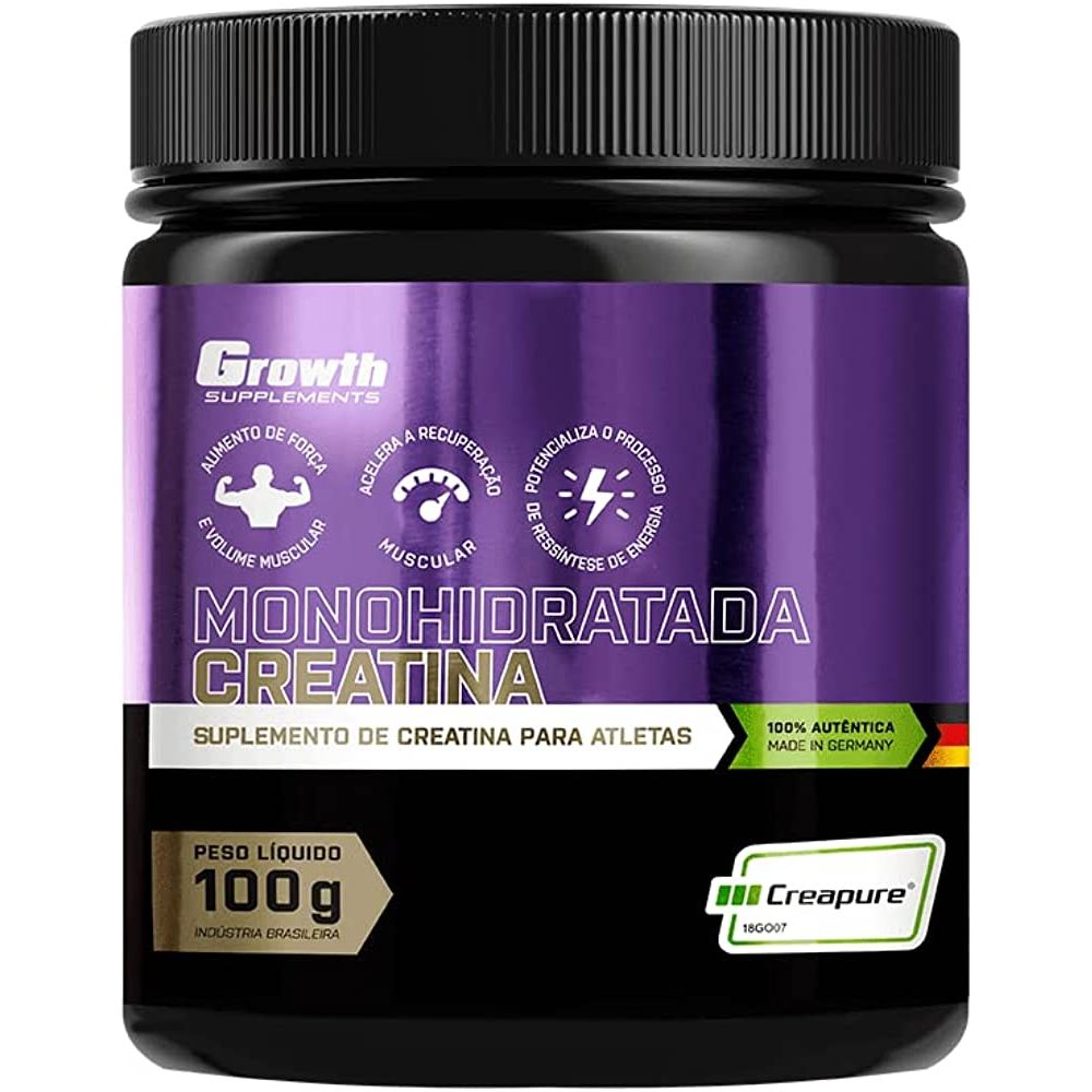 Creatina Monohidratada (Creapure) Growth 100g / 250g Original - Growth Suplementos