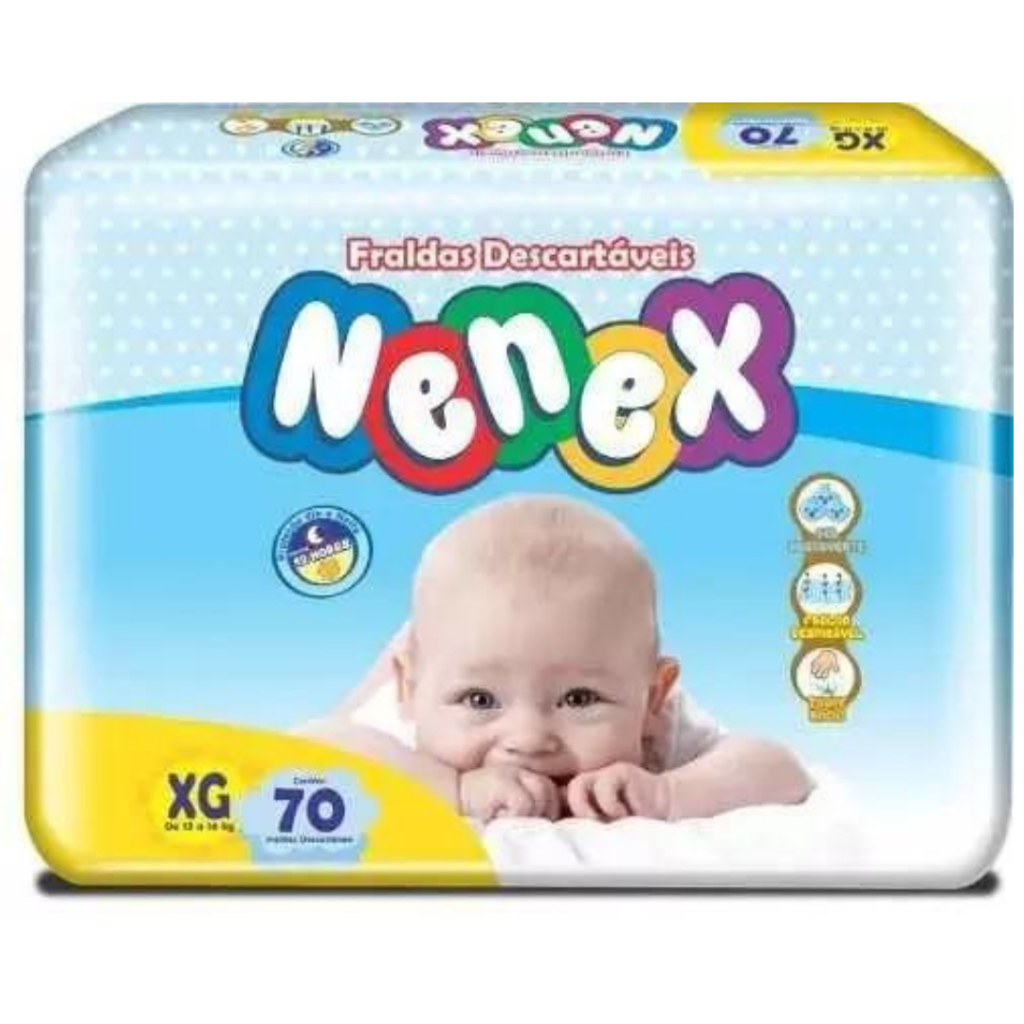 Fralda Nenex Mega Pacotão XG-70 (13a15 kg)