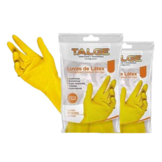 2 Pares de Luvas Talge Multiuso Látex Limpeza Reforçadas Limpeza Profunda Cozinha Banheiro Casa em Oferta na Shopee