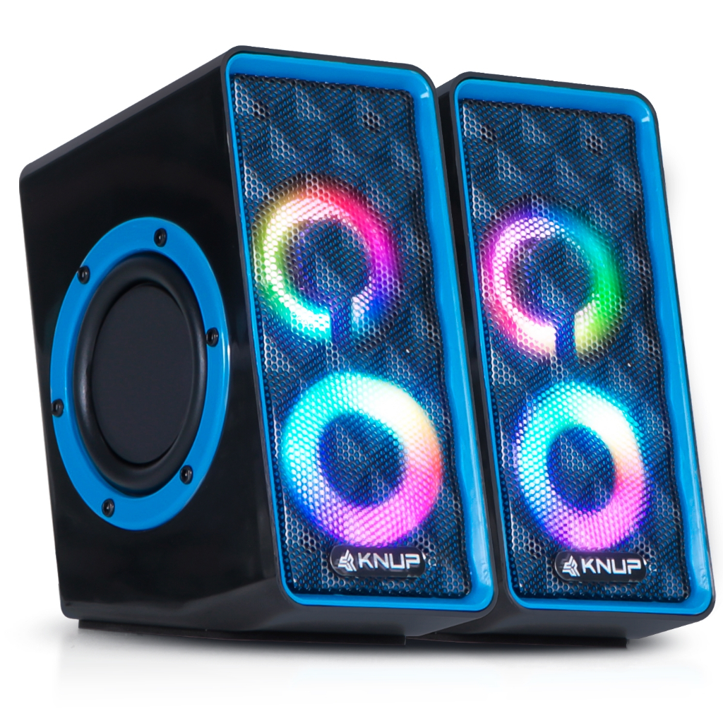 Caixa de Som Gamer Subwoofer 6W Rms Speaker 2 Alto Falante Estéreo Iluminação Rgb Conector P2 Usb Pc