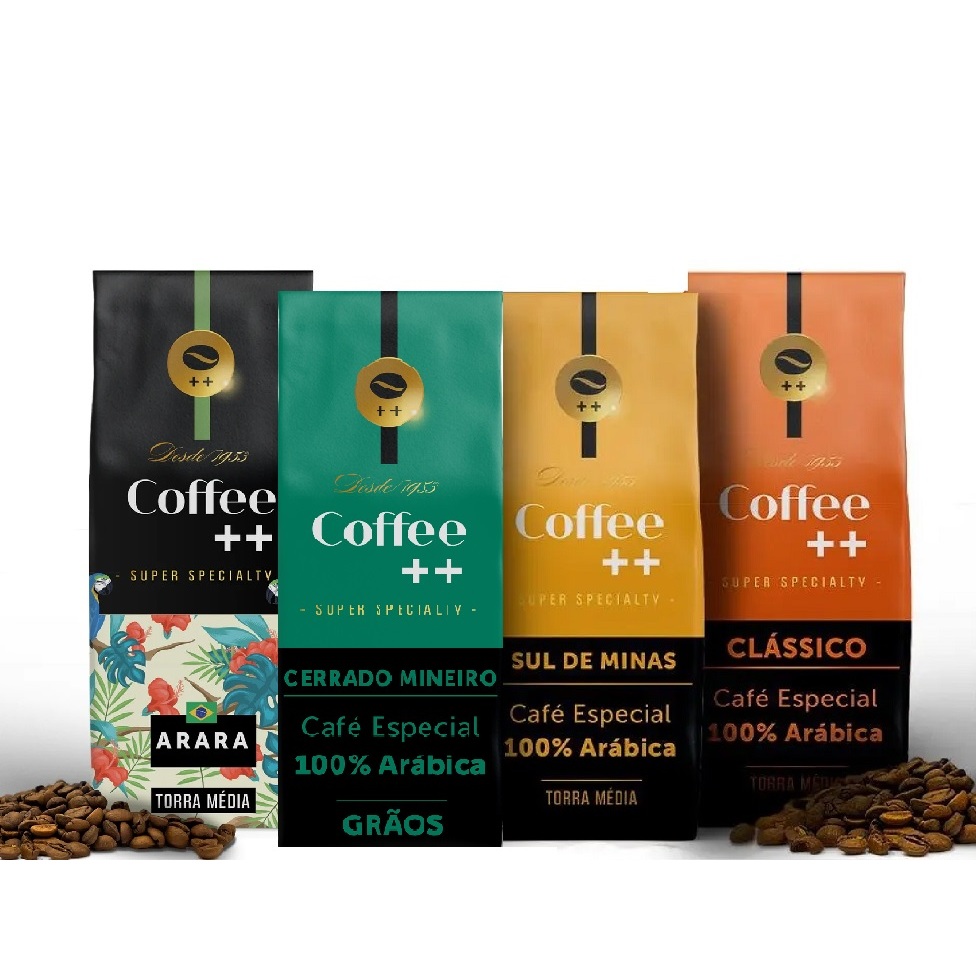 Kit 4 Pacotes Café Especial Em Grãos Coffee Mais Classico, Arara, Sul de Minas e Cerrado - 4x250g
