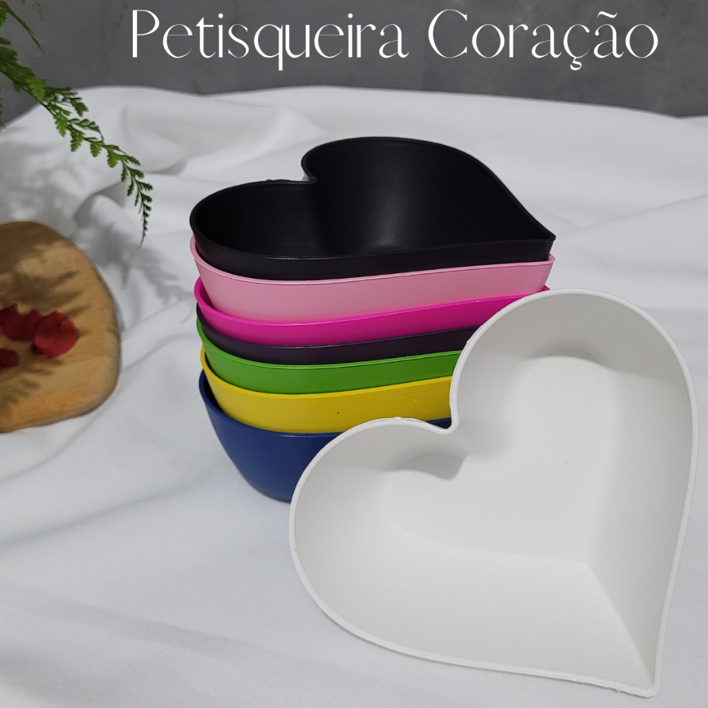 Kit de Petisqueira Coração Com 4, 8, 12und Várias Cores Plástica Pote Sobremesa Cumbuca bowl 300ml. em Oferta na Shopee