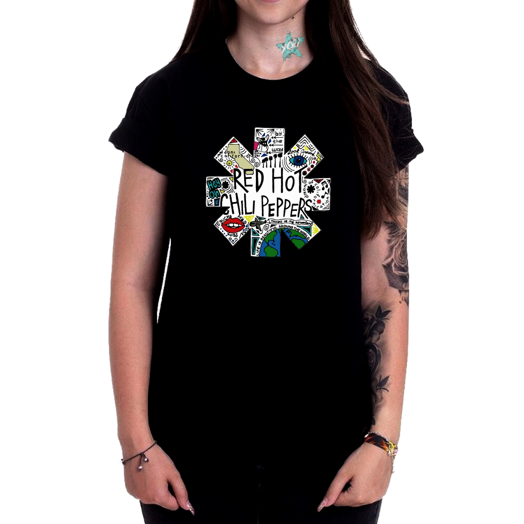 Camiseta Red Hot Chili Peppers Feminina Show Brasil Camisa Modelo Babylook Acinturada M1